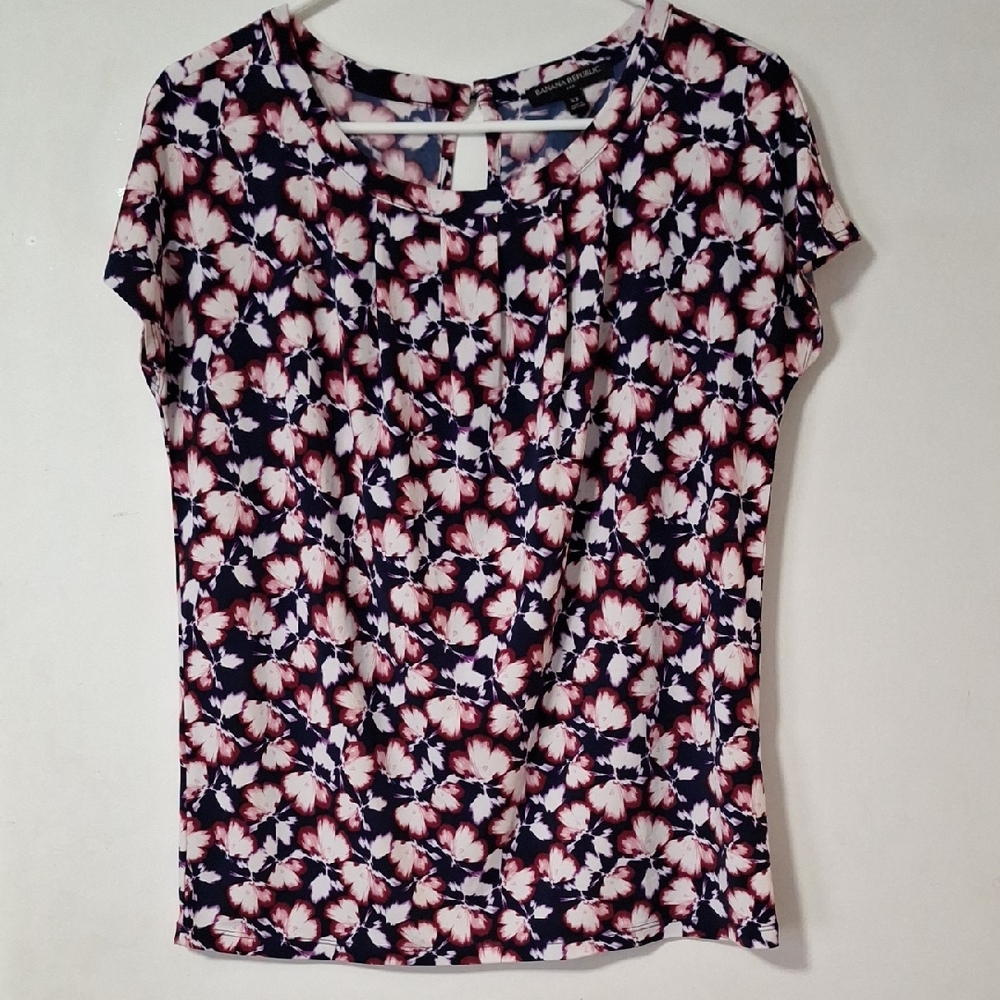 Banana Republic Floral Blouse - Black and Pink